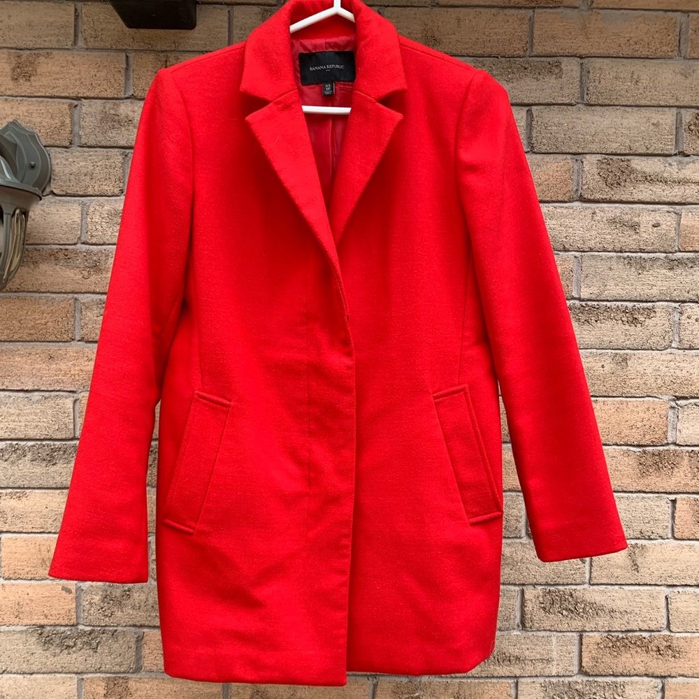 Bright Red Banana Republic Peacoat/Topcoat XS